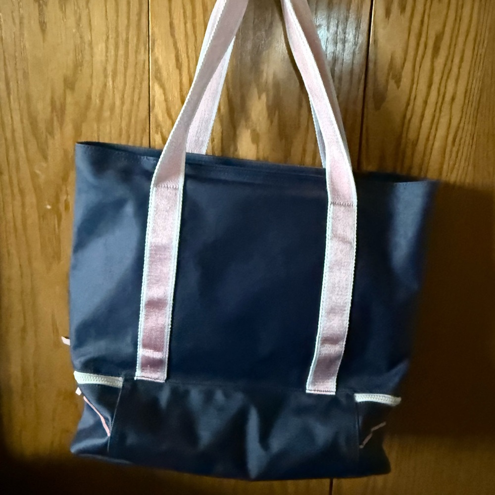Stylish Navy Tote Bag with Pink Straps